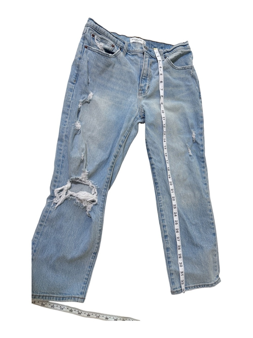 Abercrombie & Fitch Light Blue Distressed Boyfriend Jeans - Picture 4 of 7